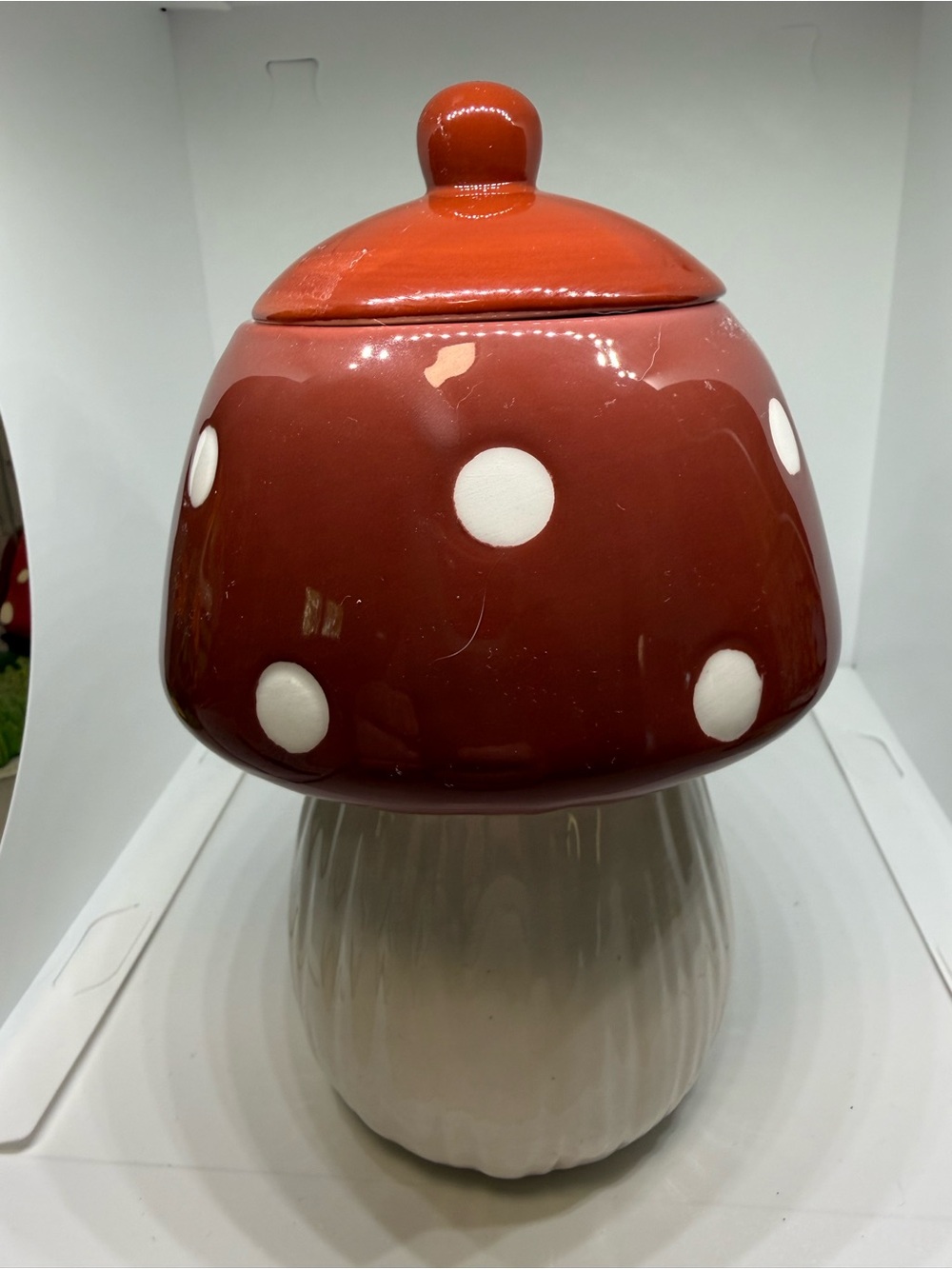 Ceramic Mushroom Canister - Red Polka Dot